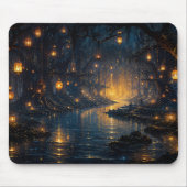 Magischer Laternenpfad Wald Kunst Mousepad (Vorne)