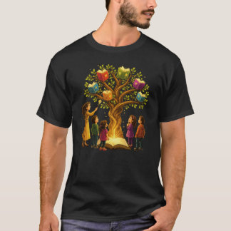 Magischer Lehrer und Schüler lesen Buchbaum-Kunst T-Shirt