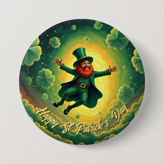 Magischer Leprechaun St. Patrick’s Day Kunst Button (Vorderseite)