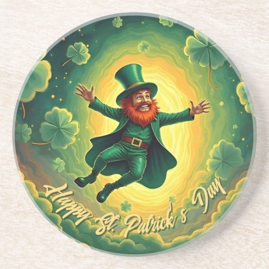 Magischer Leprechaun St. Patrick’s Day Kunst Getränkeuntersetzer (Vorne)