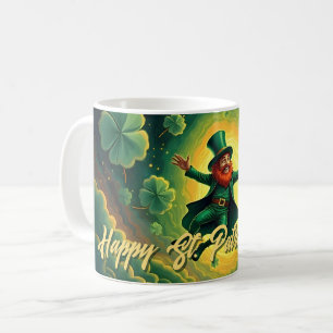 Magischer Leprechaun St. Patrick’s Day Kunst Kaffeetasse