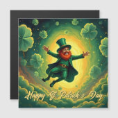 Magischer Leprechaun St. Patrick’s Day Kunst Magnetkarte (Vorne/Hinten)