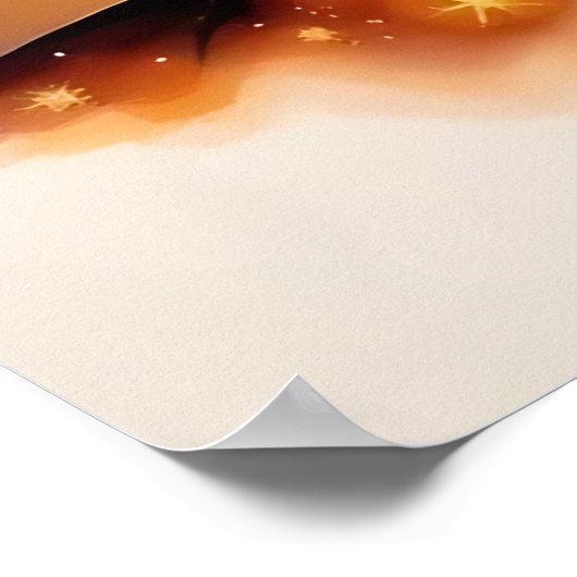 Magischer Lichtbaum mit Silhouetten Poster (Ecke)