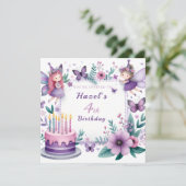 Magischer Lila Frischgarten - Geburtstag Einladung (Stehend Vorderseite)