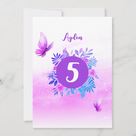 Magischer Lila Schmetterling Geburtstag Einladung (Rückseite)
