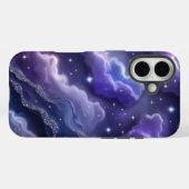 Magischer Lila und blauer Nebel mit Glitzer-Sterne Case-Mate iPhone Hülle (Rückseite (Horizontal))