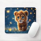 Magischer Löwe, der in einer Fantasienacht spazier Mousepad (Mit Mouse)