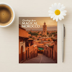 Magischer Marokko-Sonnenuntergangsblick Koutoubia Postkarte