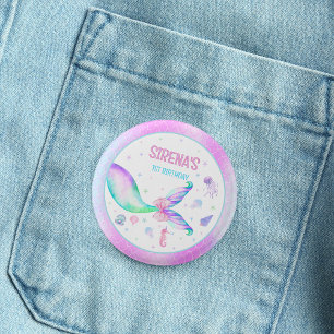 Magischer Meerjungfrau Rosa Lila Geburtstag Button