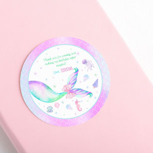 Magischer Meerjungfrau Rosa Lila Geburtstag Runder Aufkleber