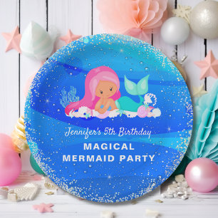 Magischer Mermaid Glitzer Sparkle Birthday Pappteller