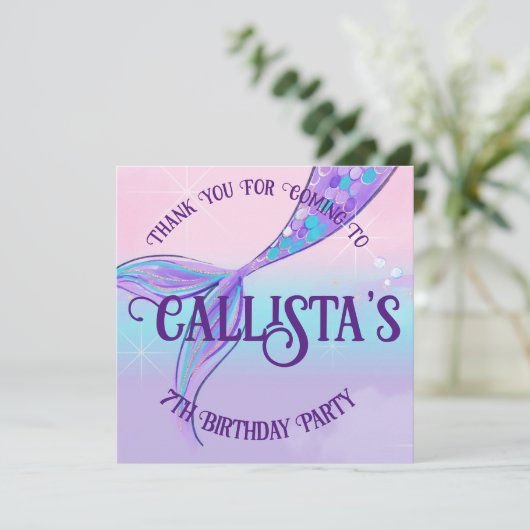 Magischer Mermaid-Schwanz Danke, Cards (Stehend Vorderseite)