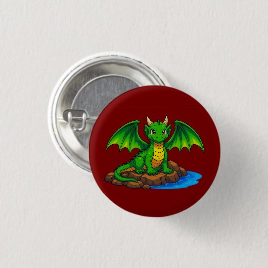 Magischer mittelalterlicher Drache Button (Vorne & Hinten)
