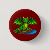 Magischer mittelalterlicher Drache Button (Vorderseite)
