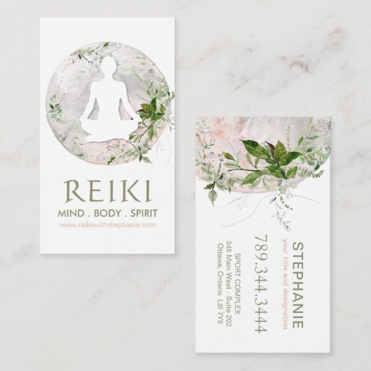 Magischer Mond und Grüne Reiki Visitenkarten Visitenkarte (Vorne/Hinten)
