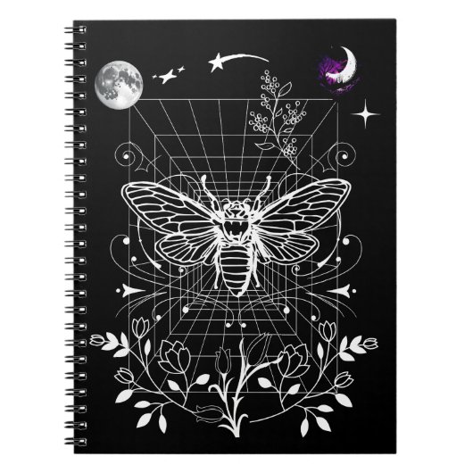 Magischer Mond und Moth Notizblock (Vorderseite)