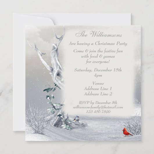 Magischer Mond-Winter-Szenen-Junge u. Einladung (Rückseite)