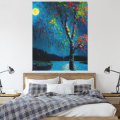 Magischer Moon River Tree im Ölmalstil Leinwanddruck (Insitu (Schlafzimmer))