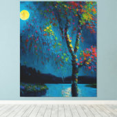 Magischer Moon River Tree im Ölmalstil Leinwanddruck (Insitu (Holzboden))