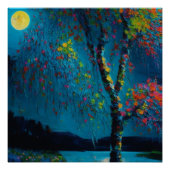 Magischer Moon River Tree im Ölmalstil Poster (Vorderseite)