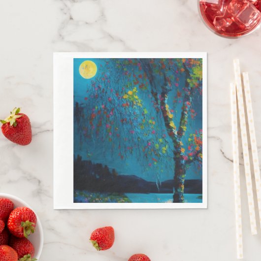Magischer Moon River Tree im Ölmalstil Serviette (Beispiel)