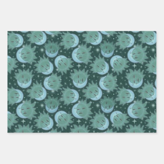 Magischer Moon & Stars Geschenkwrap | Whimsikkosmi Geschenkpapier Set (Vorderseite 2)