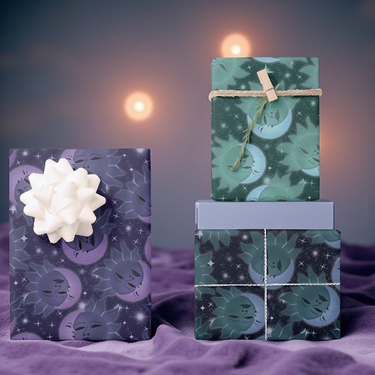 Magischer Moon & Stars Geschenkwrap | Whimsikkosmi Geschenkpapier Set
