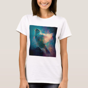 Magischer Mystischer Songbird, der seinen Song sin T-Shirt