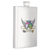 Magischer Nektar Niedliche Hummingbirds Holding Ri Flachmann (Rechts)