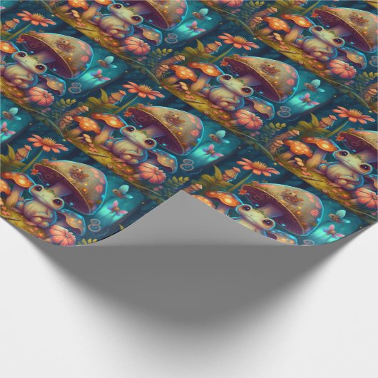 Magischer niedlicher Froschpilz Geschenkpapier (Ecke)
