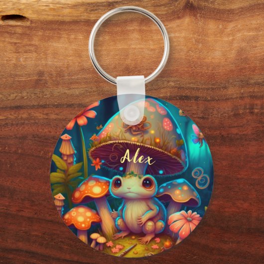 Magischer niedlicher Froschpilz Schlüsselanhänger (Vorderseite)