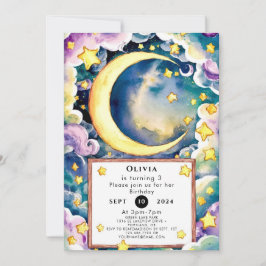 Magischer Niedlicher Mond zum Geburtstag Einladung