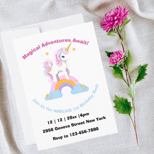 Magischer Niedlicher Wasserfarbenregenbogen zum Ge Einladung