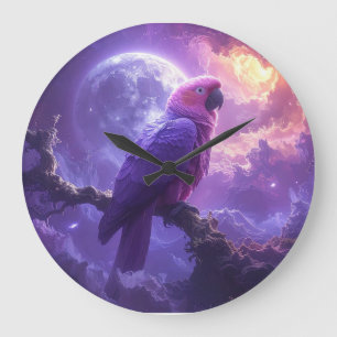 Magischer Papagei Große Wanduhr