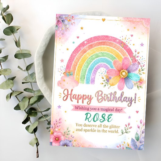 Magischer Pastell-Regenbogen-Geburtstag Karte
