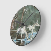 Magischer Pegasus und Totem Polen Kunst, Dichtung  Runde Wanduhr (Winkel)
