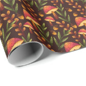 Magischer Pilzwald auf Braun Geschenkpapier (Rolleneckpunkt)