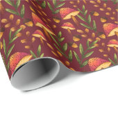 Magischer Pilzwald auf Burgund Geschenkpapier (Rolleneckpunkt)