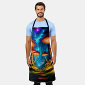 Magischer Pilzwald Mitternacht Schürze (Getragen)