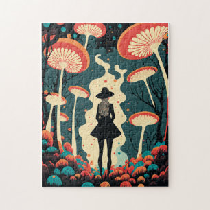 Magischer Pilzwald-Puzzle Trippy Art Puzzle