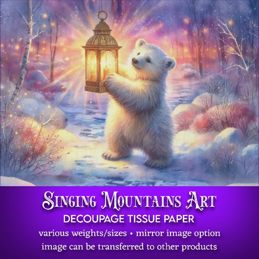 Magischer Polar Bär & Lattern in der Holzlanddekou Seidenpapier