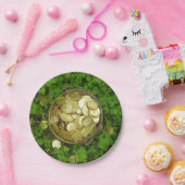 Magischer Pot aus Gold mit Kleeblättern! Pappteller (Party)