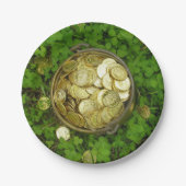 Magischer Pot aus Gold mit Kleeblättern! Pappteller (Vorderseite)