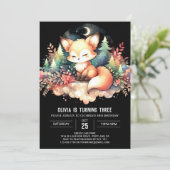 Magischer Printable Fox Geburtstag Einladung (Stehend Vorderseite)