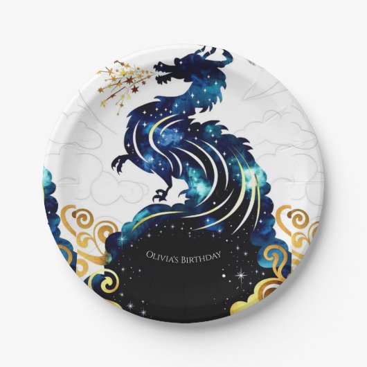 Magischer Radiant Dragon zum Geburtstag Pappteller (Vorderseite)