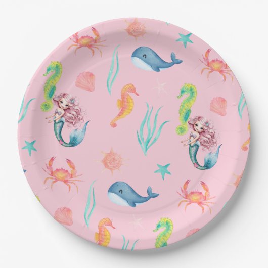 Magischer Regenbogen der Meerjungfrau Geburtstagsk Pappteller (Vorderseite)