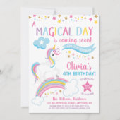 Magischer Regenbogen Einhorn Einladung zum Geburts (Vorderseite)