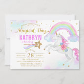 Magischer Regenbogen Einhorn Einladung zum Geburts (Vorderseite)