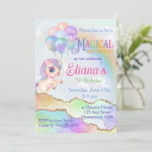 Magischer Regenbogen Einhorn Geburtstag Einladung (Stehend Vorderseite)