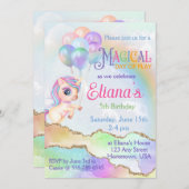 Magischer Regenbogen Einhorn Geburtstag Einladung (Vorne/Hinten)